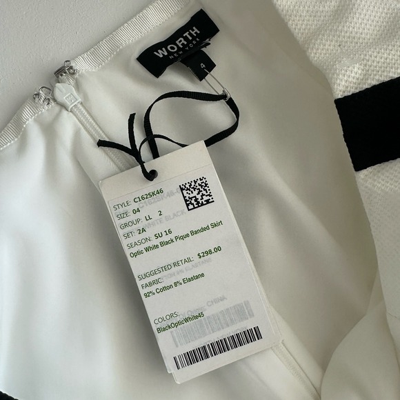 NWT Worth NY, White Black Textured Skirt Suit, Sz: 4 Mod, Retro Aristocrat (b43) - Picture 10 of 10